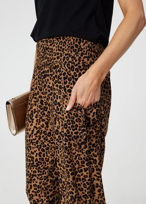 Izabel London Beige Animal Print Tassel Pocket Harem Pants - 8 Image 3