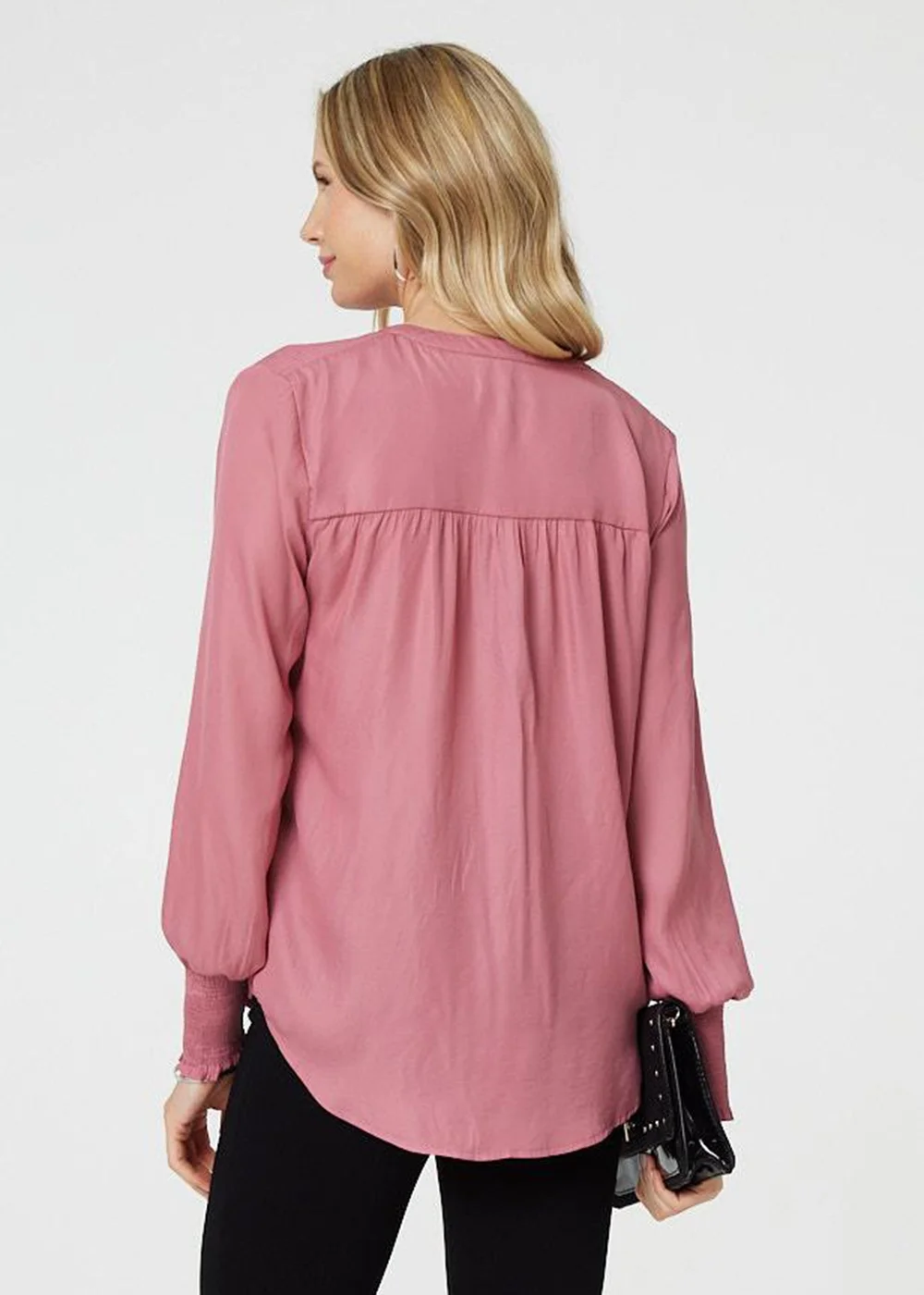 Izabel London Pink Collarless Button Up Long Sleeve Shirt - 8 Image 2