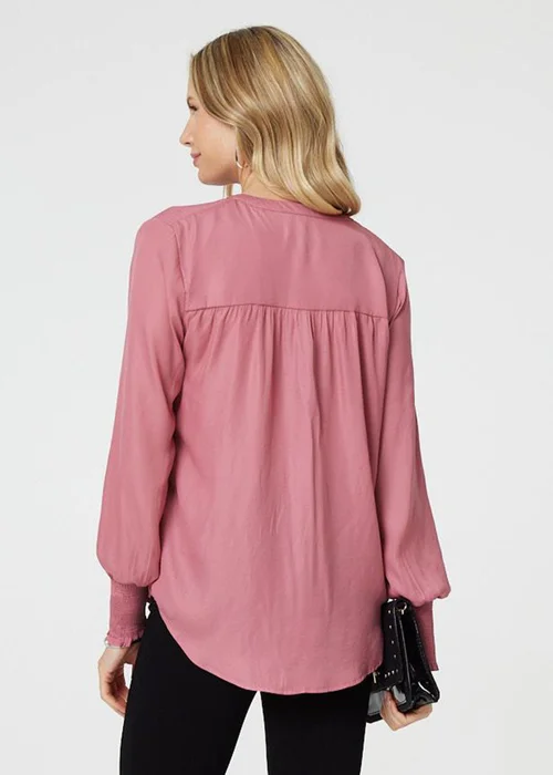 Izabel London Pink Collarless Button Up Long Sleeve Shirt - 8 Image 2