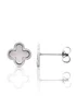 Say It With Silver & Faux Pearl Clover Earrings - One Size Image 1