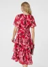 Izabel London Red Floral Asymmetric Ruffled Midi Dress - 12 Image 2