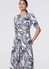 Izabel London Navy Printed 1/2 Sleeve Knee Length Wrap Dress - 10 Image 4