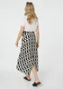Izabel London Black Wave Print Hanky Hem Belt Midi Skirt - Size 14 Image 2