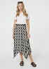 Izabel London Black Wave Print Hanky Hem Belt Midi Skirt - Size 14 Image 1
