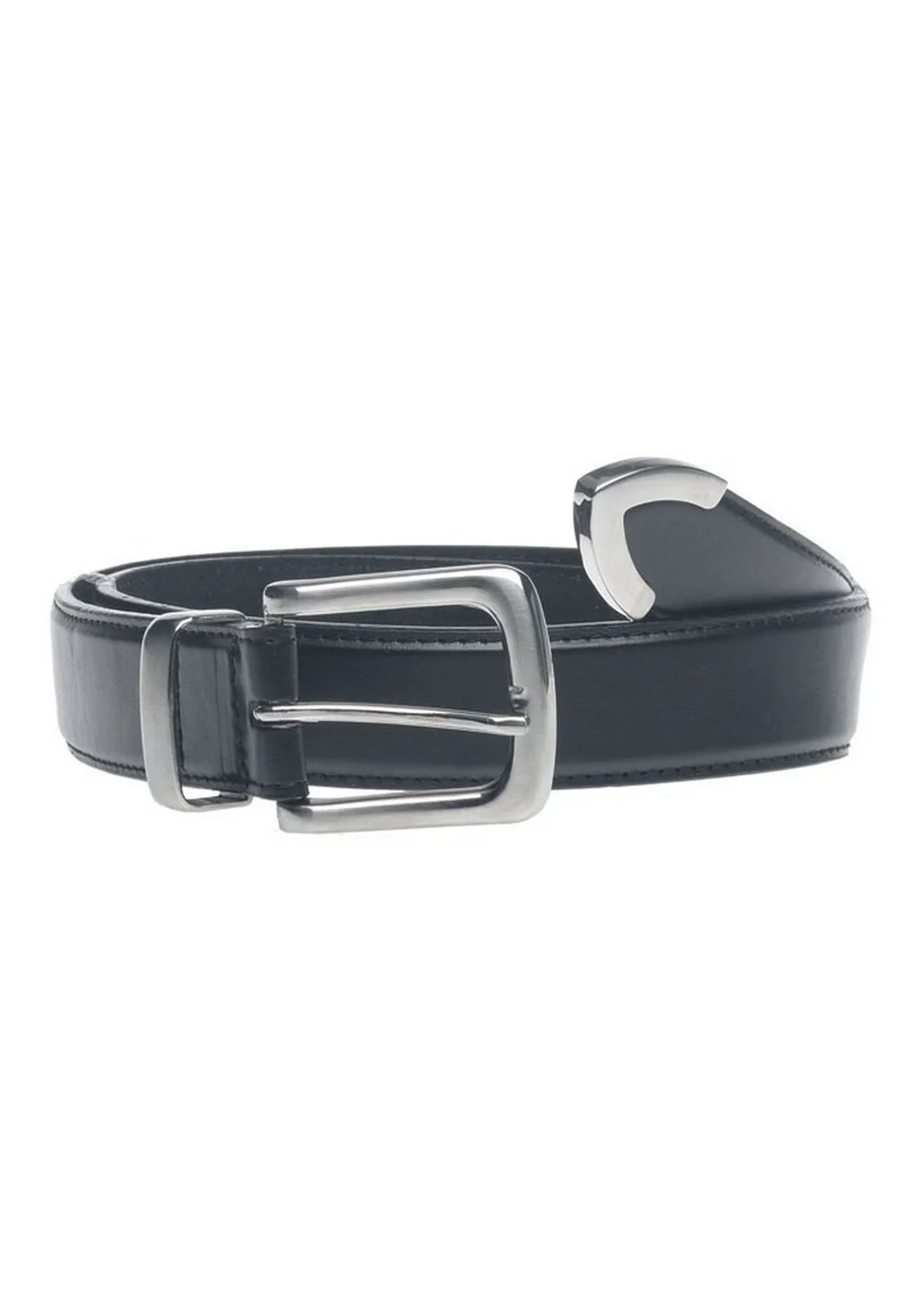 Duke Black Joseph Bonded Leather Metal Tip Waist Belt - S Image 1