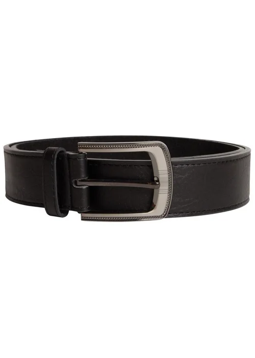 Duke Black Samuel Bonded Leather Buckle Waist Belt - S Image 1