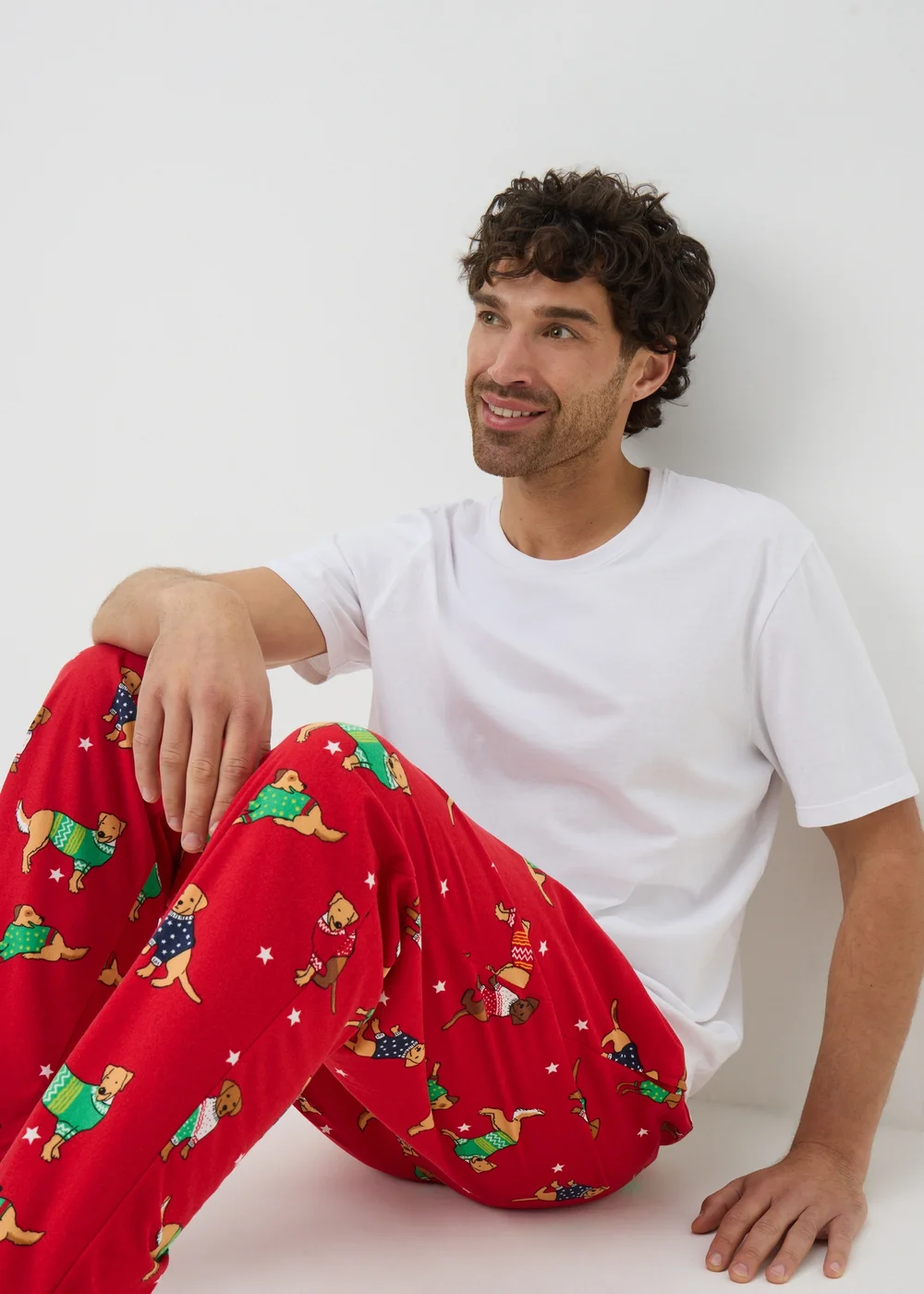 Red Christmas Dog Fleece Pyjama Bottoms - Extra small Image 1