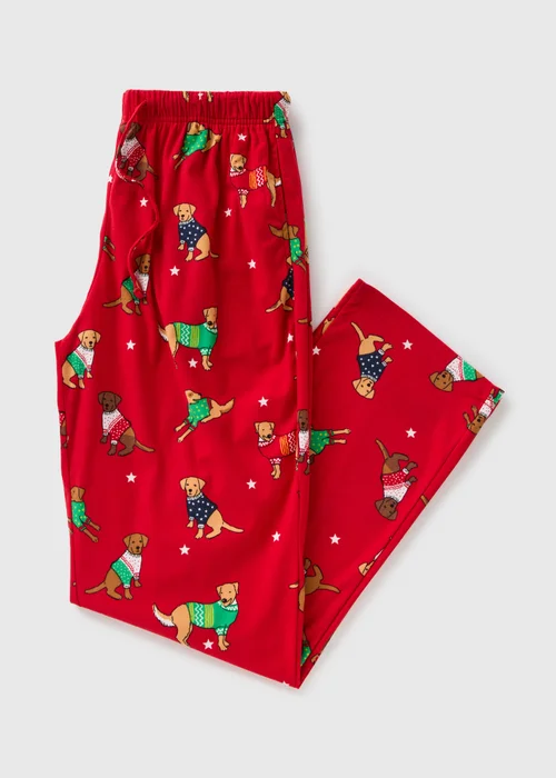 Red Christmas Dog Fleece Pyjama Bottoms - Extra small Image 2