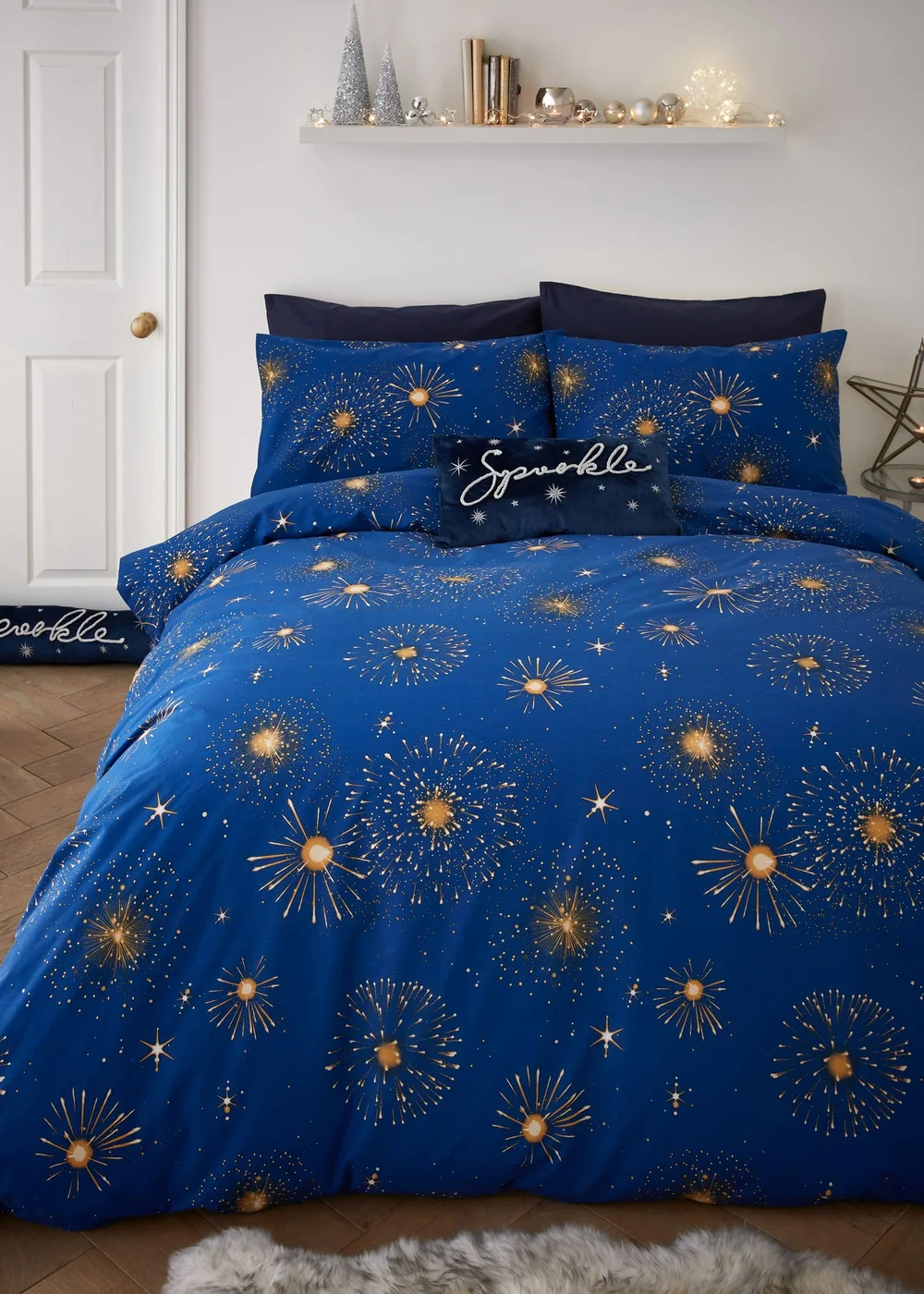 Catherine Lansfield Christmas Sparkle Reversible Duvet Cover Set - Single Image 2