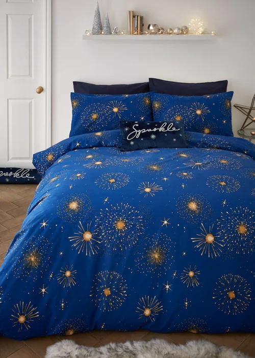 Catherine Lansfield Christmas Sparkle Reversible Duvet Cover Set - Single Image 2