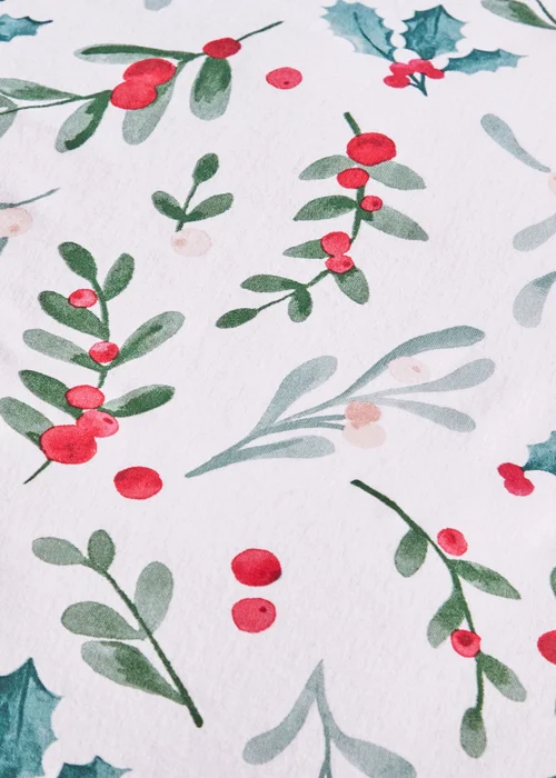 Catherine Lansfield Cotton Christmas Holly and Mistletoe Duvet Cover Set - Single Image 4