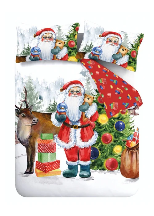 Catherine Lansfield Christmas Retro Santa Reversible Duvet Cover Set - Single Image 5