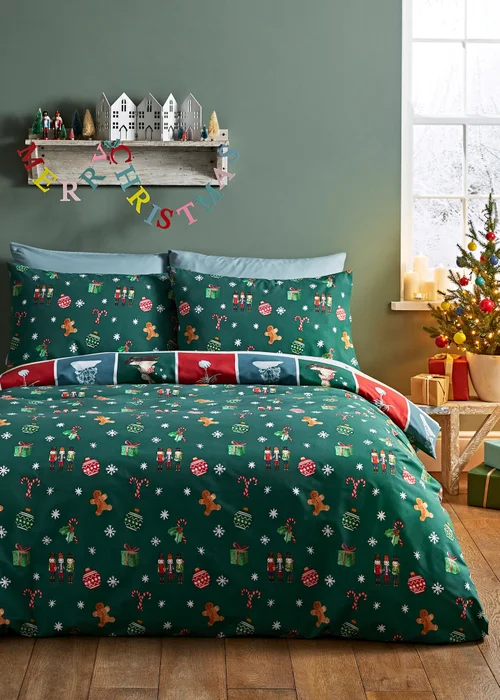 Catherine Lansfield Christmas Advent Calendar Reversible Duvet Cover Set - Single Image 2