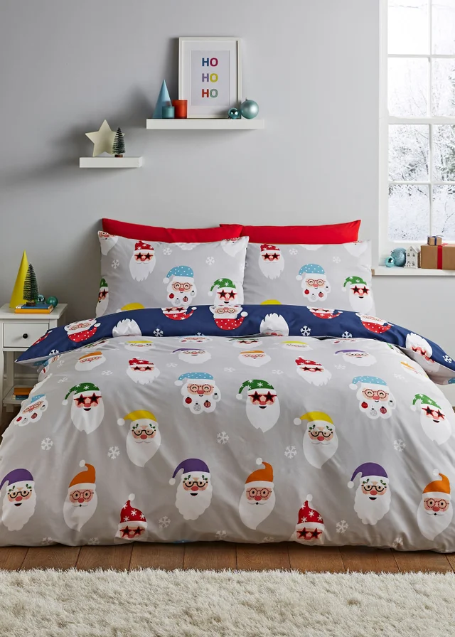 Catherine Lansfield Christmas Santa Spec-Tacular Reversible Duvet Cover Set