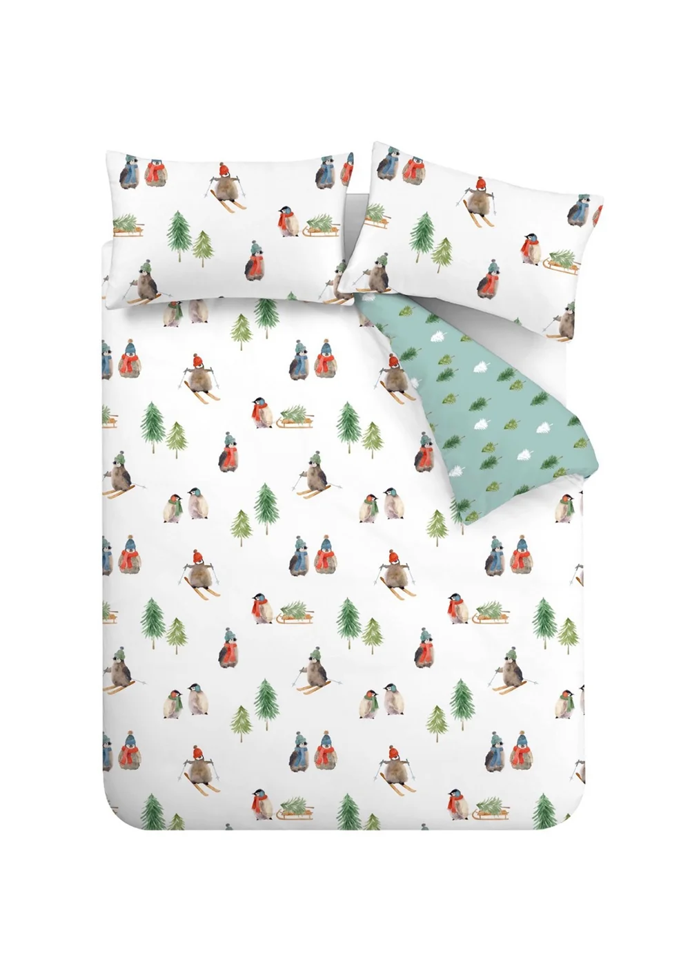 Catherine Lansfield Brushed Snowy Penguin Reversible Duvet Cover Set - Single Image 5