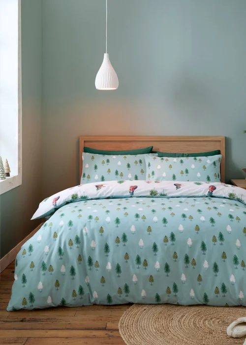 Catherine Lansfield Brushed Snowy Penguin Reversible Duvet Cover Set - Single Image 2