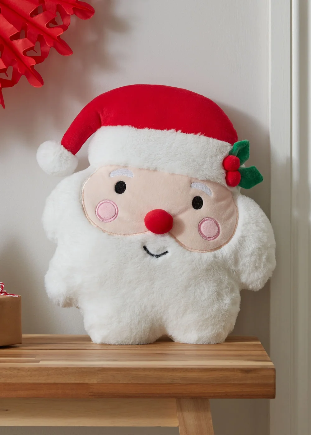 Catherine Lansfield White Christmas Santa 3D Shaped Cushion (38x30cm) - One Size Image 2