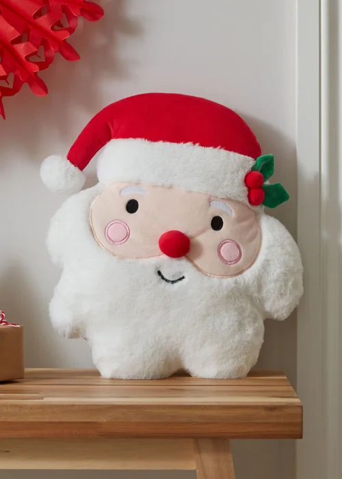 Catherine Lansfield White Christmas Santa 3D Shaped Cushion (38x30cm) - One Size Image 2