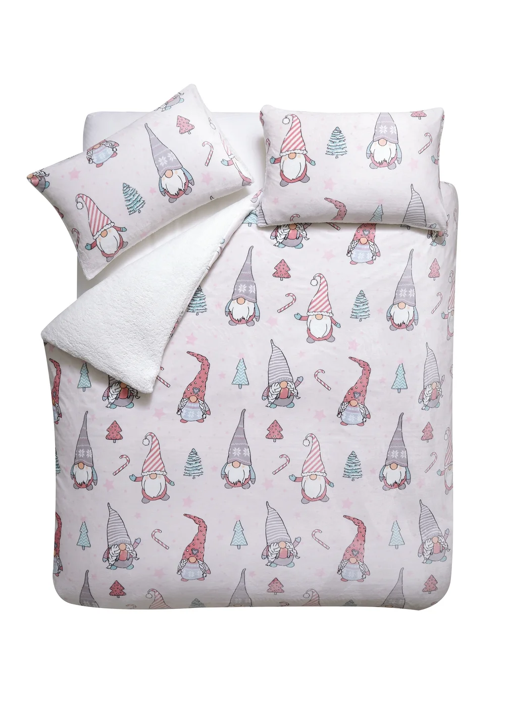 Catherine Lansfield Christmas Festive Gnomes Cosy Fleece Duvet Cover Set - Single Image 4