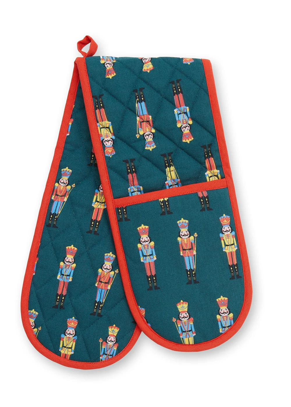 Catherine Lansfield Christmas Nutcracker Cotton Kitchen Double Oven Glove - One Size Image 1