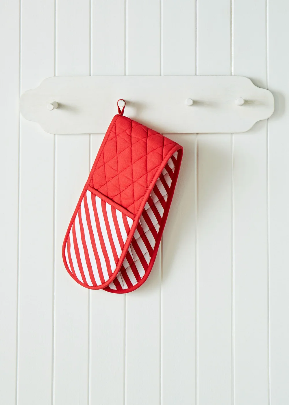 Catherine Lansfield Christmas Candy Cane Cotton Kitchen Double Oven Glove - One Size Image 2