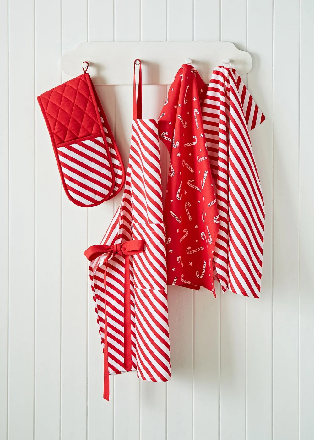 Catherine Lansfield Christmas Candy Cane Cotton Kitchen Double Oven Glove - One Size Image 3