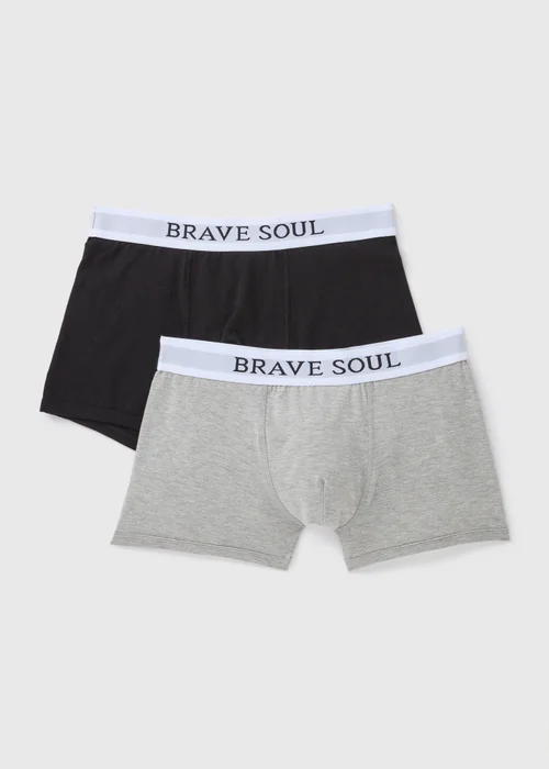 Brave Soul 2 Pack Grey & Black Boxers - S Image 1