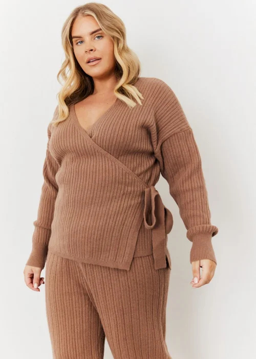 In The Style Jess Millichamp Mocha Wrap Jumper - Size 10-12 Image 1