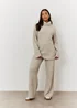 In The Style Stacey Solomon Oatmeal Wide Rib Wide Leg Knit Trousers - Size 14-16 Image 1