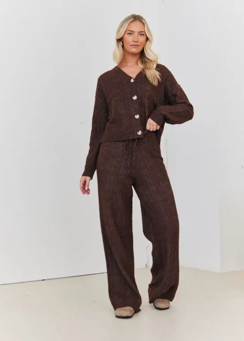 In The Style Chocolate Cable Knit Button Up Cardigan - 06-08 Image 4