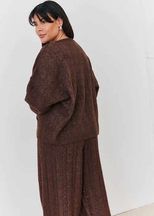 In The Style Chocolate Cable Knit Button Up Cardigan - 06-08 Image 8