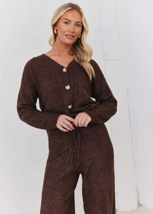 In The Style Chocolate Cable Knit Button Up Cardigan - 06-08 Image 1