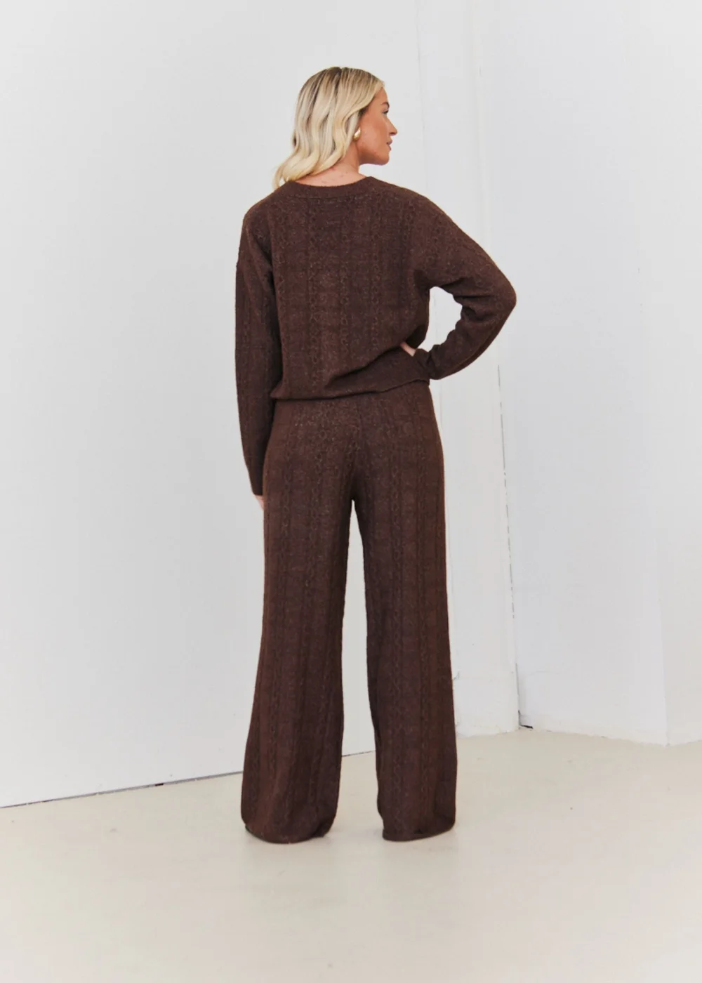 In The Style Chocolate Cable Knit Button Up Cardigan - 06-08 Image 2