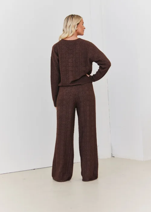 In The Style Chocolate Cable Knit Button Up Cardigan - 06-08 Image 2