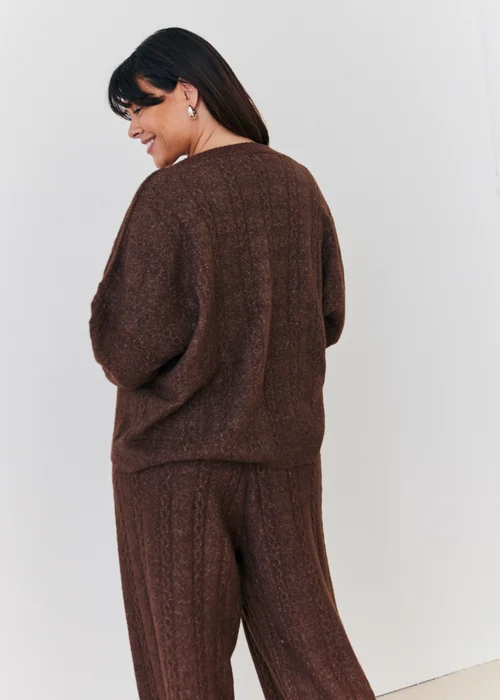 In The Style Chocolate Cable Knit Button Up Cardigan - 06-08 Image 6
