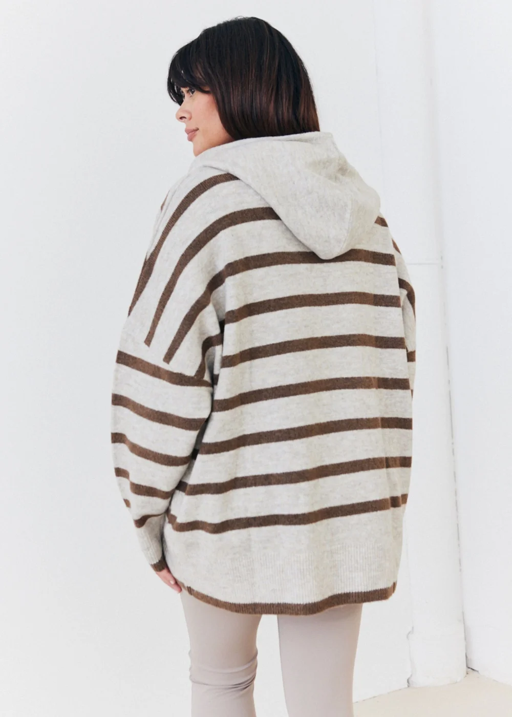 In The Style Stacey Solomon Neutral Stripe Knit Hoodie - 06-08 Image 9