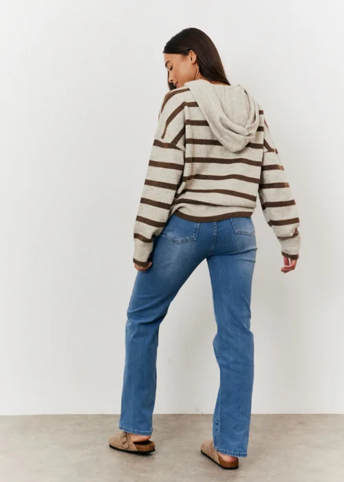In The Style Stacey Solomon Neutral Stripe Knit Hoodie - 06-08 Image 5