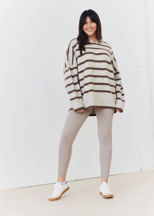 In The Style Stacey Solomon Neutral Stripe Knit Hoodie - 06-08 Image 6