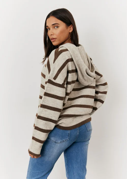 In The Style Stacey Solomon Neutral Stripe Knit Hoodie - 06-08 Image 3
