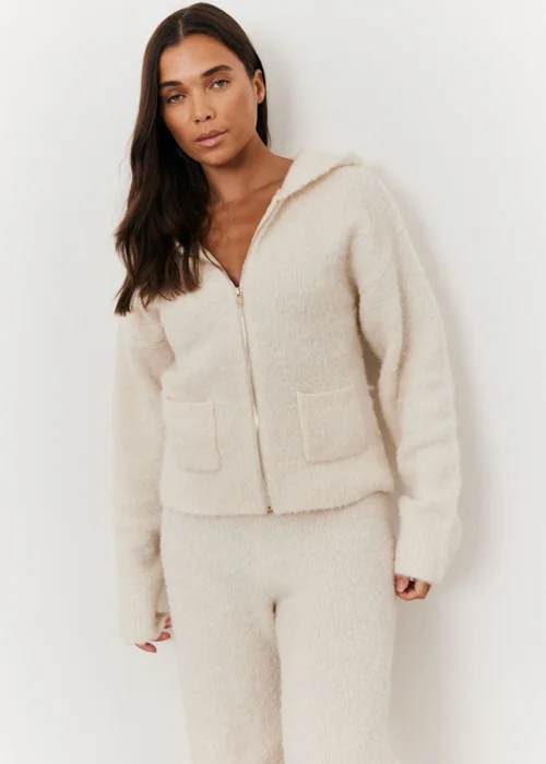 In The Style Stacey Solomon Cream Fluffy Knit Zip Up Hoodie - 6-8 Image 1