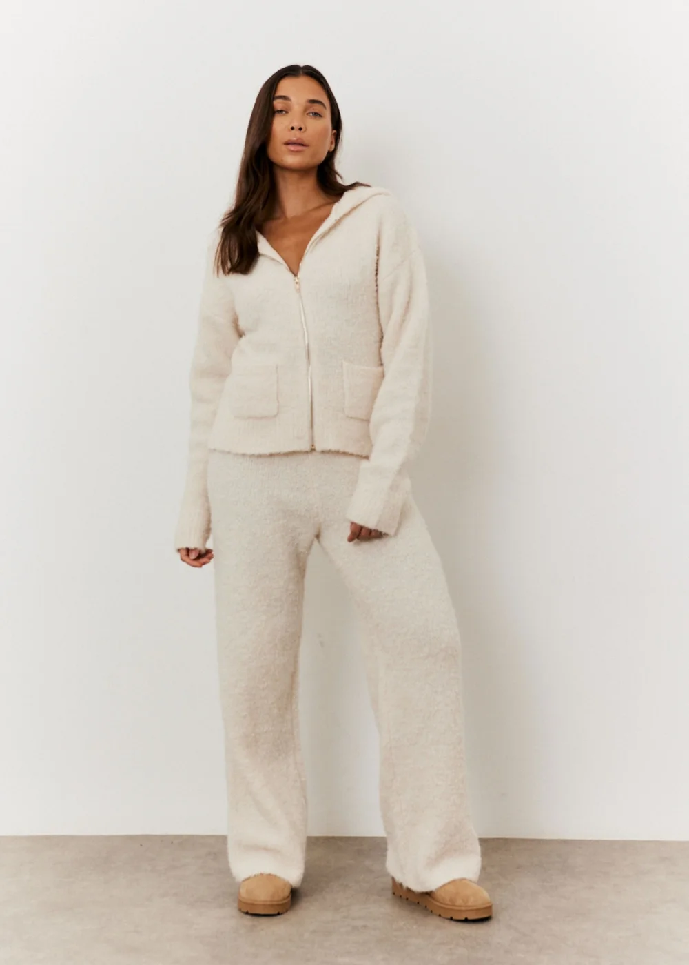 In The Style Stacey Solomon Cream Fluffy Knit Zip Up Hoodie - 6-8 Image 2