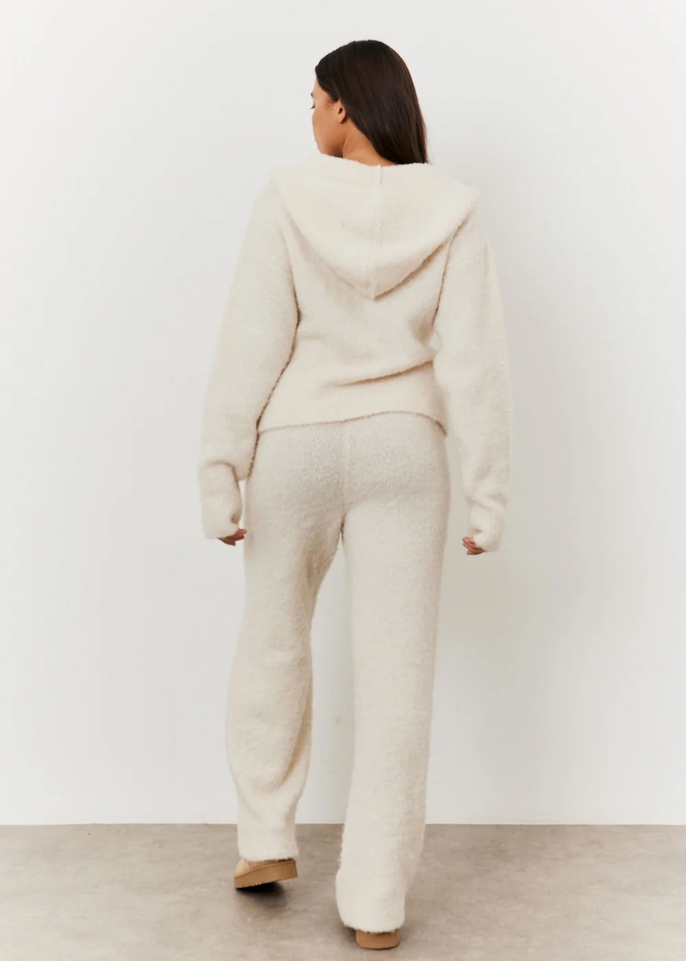 In The Style Stacey Solomon Cream Fluffy Knit Zip Up Hoodie - 6-8 Image 3