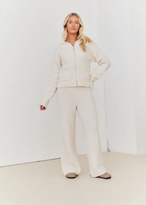 In The Style Stacey Solomon Cream Fluffy Knit Zip Up Hoodie - 6-8 Image 7