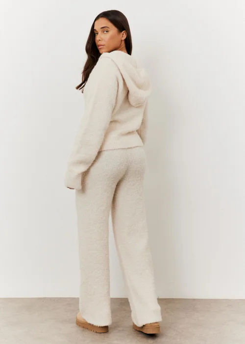 In The Style Cream Fluffy Knit Wide Leg Trousers - 22-24 Image 2