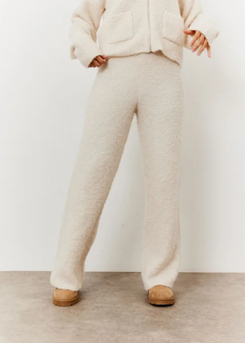 In The Style Cream Fluffy Knit Wide Leg Trousers - 22-24 Image 8