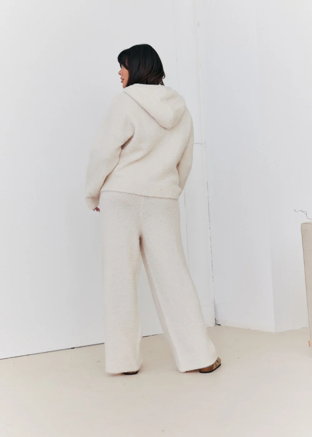 In The Style Cream Fluffy Knit Wide Leg Trousers - 22-24 Image 6