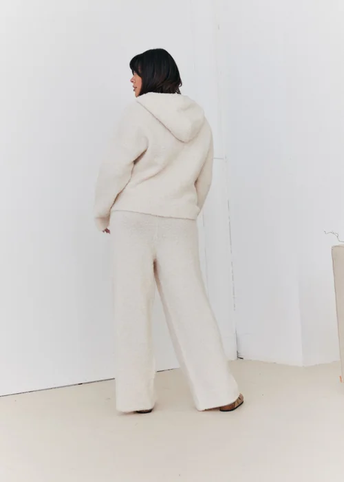 In The Style Cream Fluffy Knit Wide Leg Trousers - 22-24 Image 6