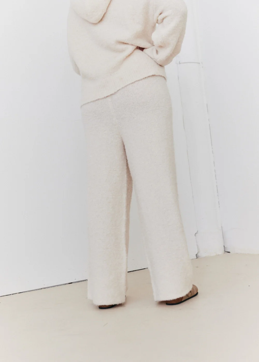 In The Style Cream Fluffy Knit Wide Leg Trousers - 22-24 Image 7