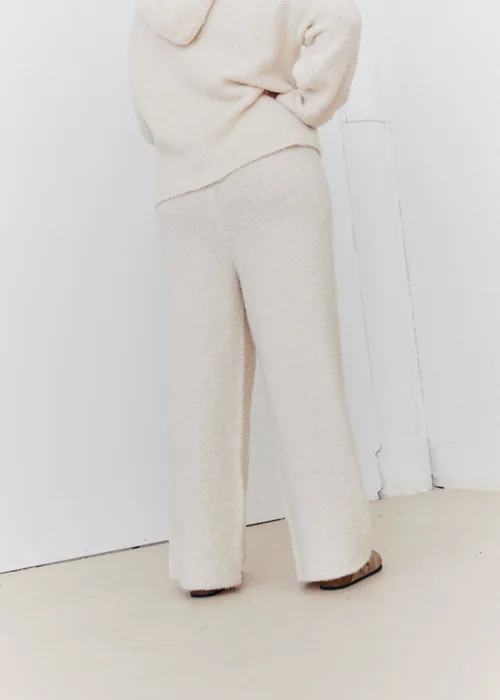 In The Style Cream Fluffy Knit Wide Leg Trousers - 22-24 Image 7
