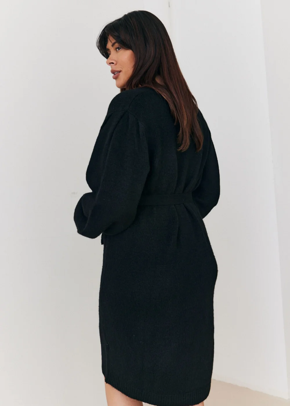 In The Style Stacey Solomon Black Pearl Button Detail Knit Belted Mini Dress - 26-28 Image 5